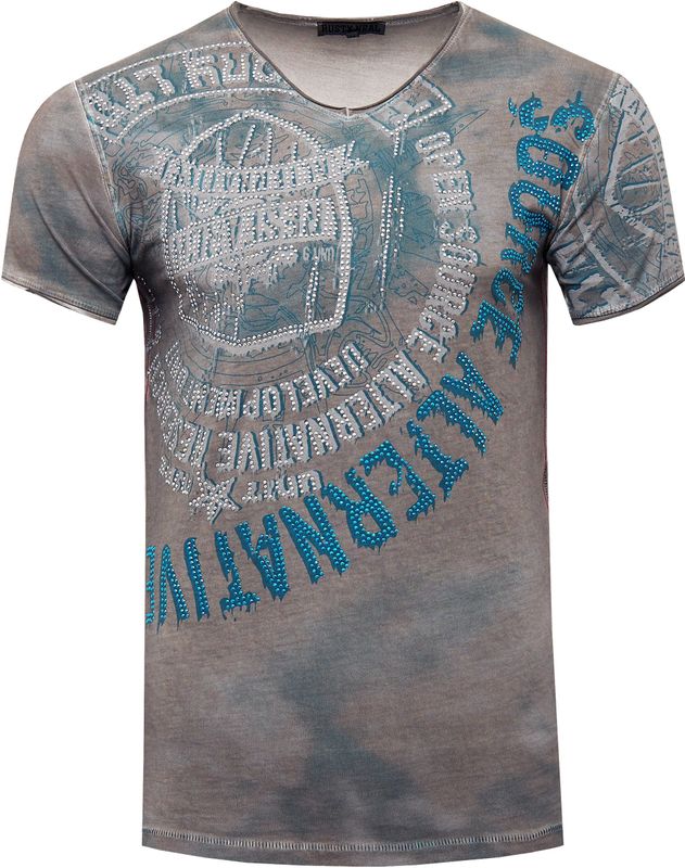 Rusty Neal - T-shirt - V-hals - Heren - 100% Katoen - Normale Pasvorm