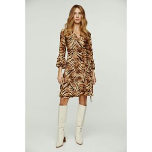 Wikkeljurk - Tijgerprint - V-hals - 3/4 Klokmouwen