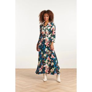 Smashed Lemon 23547 flared maxi jurk met heldere bloemenprint