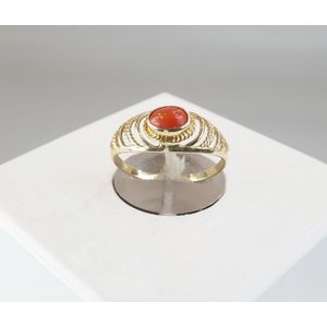 Christian Gouden ring met bloedkoraal