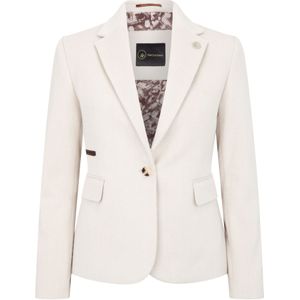 Damesblazer - Crèmekleurig - Wolmix Tweed - Getailleerd