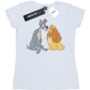 Li-cense Disney dames lady and the tramp distressed kiss katoenen t-shirt