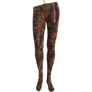 Dolce & Gabbana Dames Zwarte Bloemenprint Panty Nylon Kousen