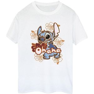 Li-cense Disney dames lilo and stitch ohana oranje hibiscus katoenen vriendje t-shirt