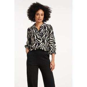 Smashed Lemon - 35126 - Top - Zwart-Wit - Driekwart Mouwen - Knoopsluiting