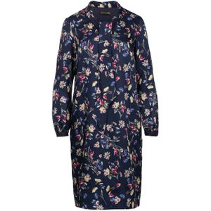 Jurken - Gebloemde Jurk - Lange Mouwen - Strikkraag - Viscose - Knielengte