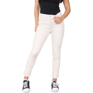 M&Co - Jeans - Beige - Hoge Taille - Taps Toelopende Rechte Pijpen