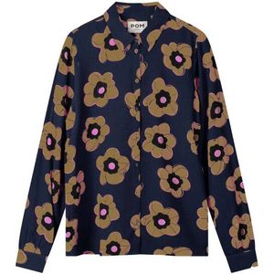 Pom Amsterdam - Blouse lange mouw - Donker blauw - SP9256