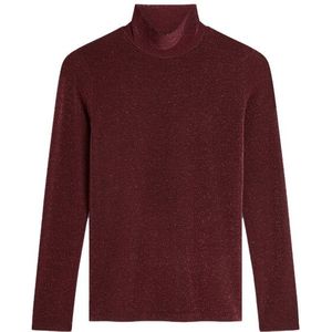 Top - Merlot - Fitted Longsleeve - Italiaanse Melange Jersey - Lurex