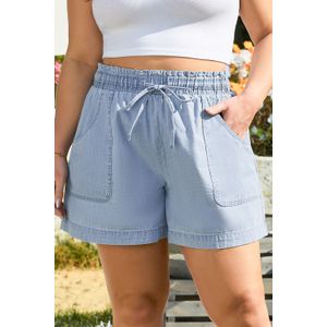 Plus Size Denim Shorts Met Touwtje