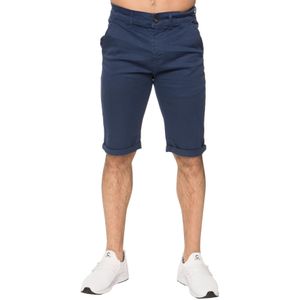 Enzo - Slim Fit Stretch Chino Shorts - Blauw - Korte Broeken