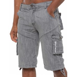 Kruze - Heren Cargo Combat Short - Denim - Dark Wash