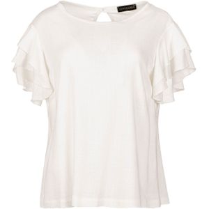 Top - Ecru - Mouwloos - Ronde Halslijn - Ruches