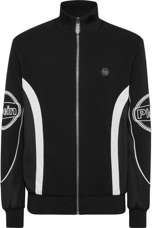 Philipp Plein - Jersey Jogging Jacket LS Racing Club - Fleece Jack - Zwart