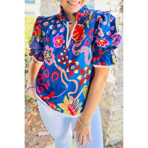 Bloemige Puff Sleeve Blouse