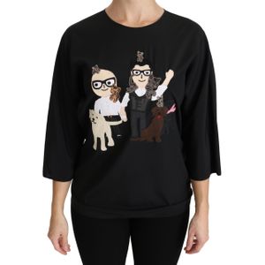 Dolce Gabbana - Black - Top - 91% Zijde - Korte Mouwen