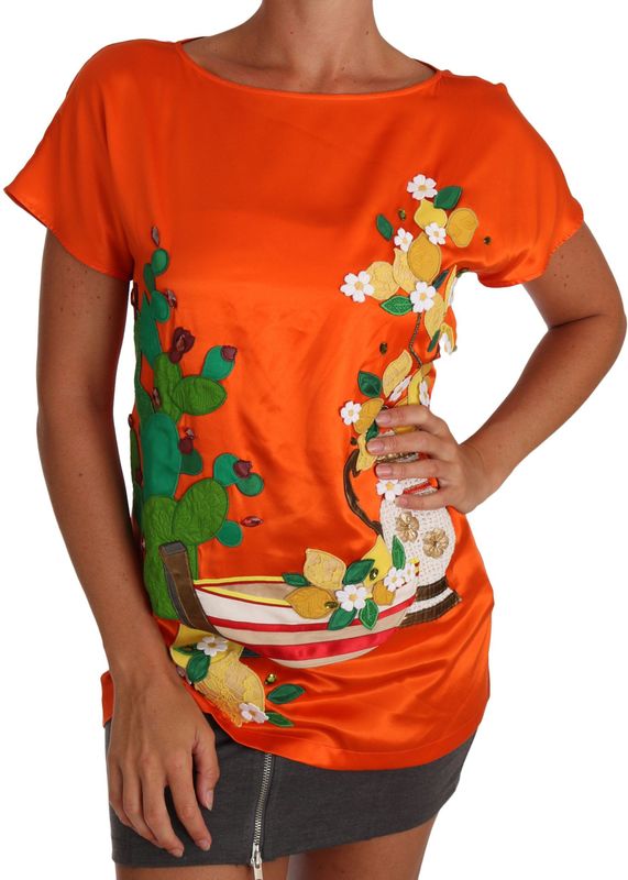 Dolce & Gabbana - TSH2381 - T-shirt - Oranje - Sicilia Collectie