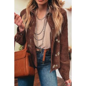 Bloemen Geborduurde Corduroy Jas
