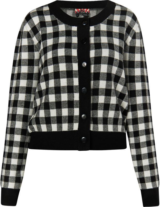 myMo - Ucy - Gebreid Vest - Zwart / Wit