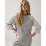 Summum Woman - Boxy Visgraat Top - Grijs - 3/4 Mouwen - Polyester