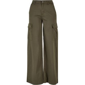 Urban Classics Dames twill hoge taille wijde pijpen cargo broek