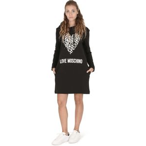 Love Moschino - Leopard Heart Hoodie Jurk - Zwart - Dames - Katoen