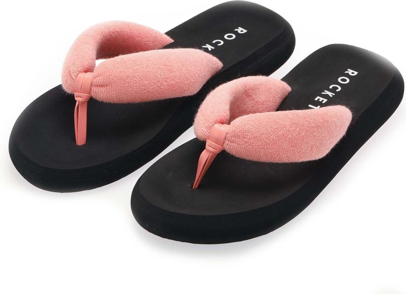 Rocket Dog - Sunset Puff - Slippers - Perzik - Gele Puffy Badstof Banden