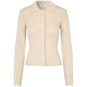 modström - Hiroki - Gebreid Vest - Taupe - Slanke Pasvorm - Lange Mouw