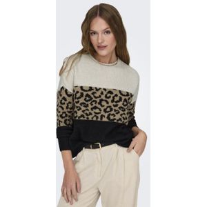Only - Onljade Animal Ls O-neck Cc Knt - Trui - Moonbeam - Dames