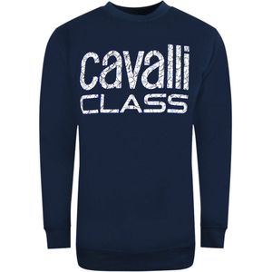 Cavalli Class - Navy - Sweatshirt - Marineblauw - Gedurfd Bloemenontwerp