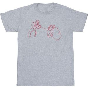 Li-cense Disney heren lady and the tramp spaghetti outline t-shirt