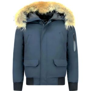 Enos - Korte Winterjas - Groen - Met Bontkraag