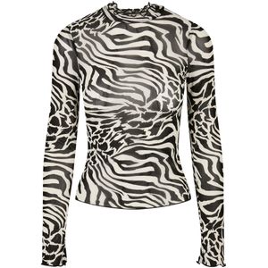 Urban Classics Dames mesh schildpadhals top met all-over print en lange mouwen