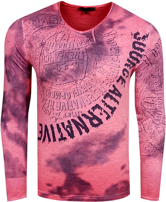 Rusty Neal - Longsleeve - V-hals - Slim Fit - 100% Katoen - All-over Print