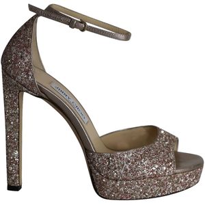 Jimmy Choo Plateausandalen in Roze Glitters