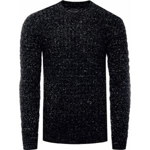 Rusty Neal - Grof Gebreide Trui - Ronde Hals - Zwart - Casual Pasvorm
