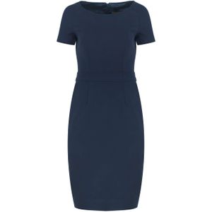 Punto - Marineblauwe Jurk - Met Kapmouwen - Gevoerd - Ronde Halslijn