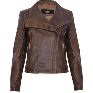 Leren Bikerjack - Morpeth - Dames - Klassiek - Met Sjaalomslag