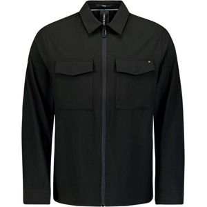 No Excess Overshirt zip closure stretch black