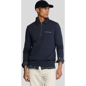 Lyle And Scott - Sweatshirt - Navy - Geborduurd - Col met Kwart Rits