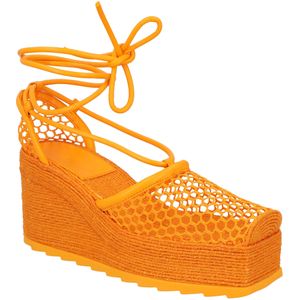 Bottega Veneta Oranje Stretch 90 Wedge Espadrilles