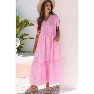 Gelaagde Maxi-jurk met Pofmouwen