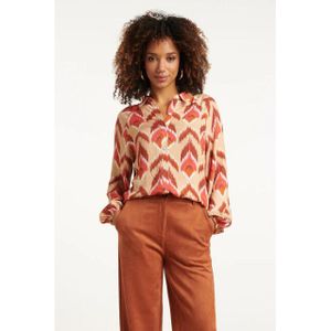 Smashed Lemon - Aztec Blouse - Warmroze en Camel - Lange Pofmouwen