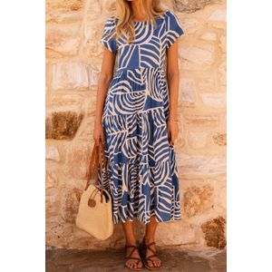 Laagjes Midi-jurk Abstracte Print