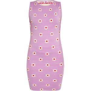 Mymo - Kokerjurk - Paars - Mouwloos - Bloemenjacquardpatroon