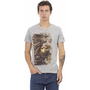 Trussardi - Action - T-shirt - Grijs - V-hals - Heren - Katoen