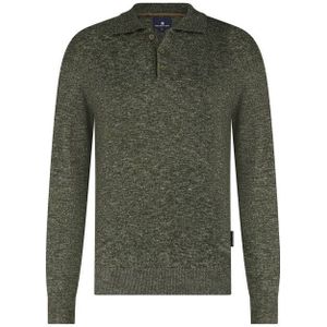 State of Art - Gemeleerde Trui - Groen-Grijs - Polo - Acrylmix
