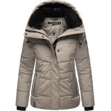 Navahoo Winterjas voor dames, warme gewatteerde jas met capuchon en afneembare kraag van imitatiebont Sag ja XIV S-3XL, Donkerblauw, S