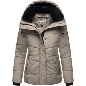 Navahoo Winterjas voor dames, warme gewatteerde jas met capuchon en afneembare kraag van imitatiebont Sag ja XIV S-3XL, Donkerblauw, S