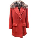 Fendi - Wollen Jas met Kraag van Vossenbont - Rood - Dames - Double-breasted